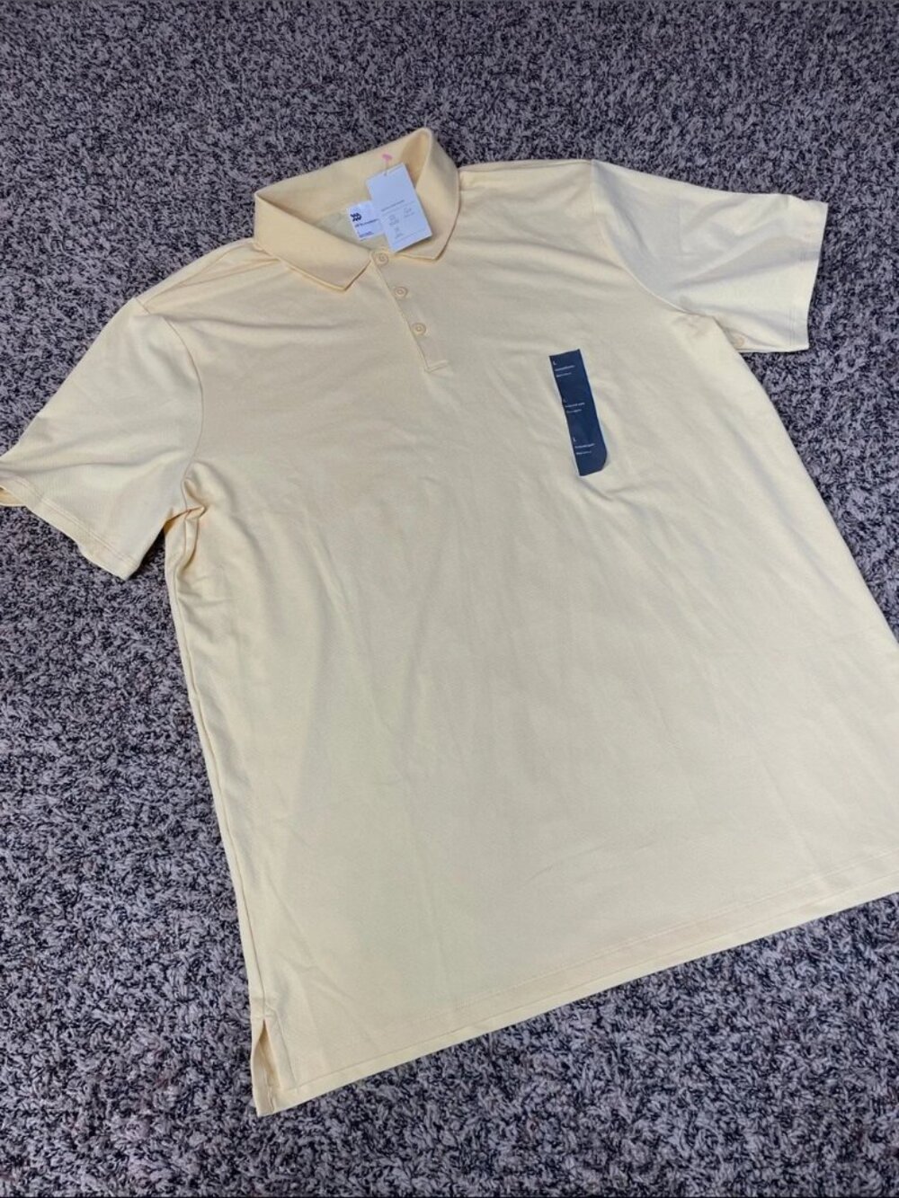 All In Motion Mens Textured Yellow Performance Polo Shirt Large NWT - Picture 3 of 4